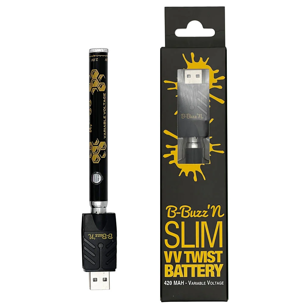B-Buzz'n Slim VV Twist 510 Thread Vape Cart Pen Battery - Image 3
