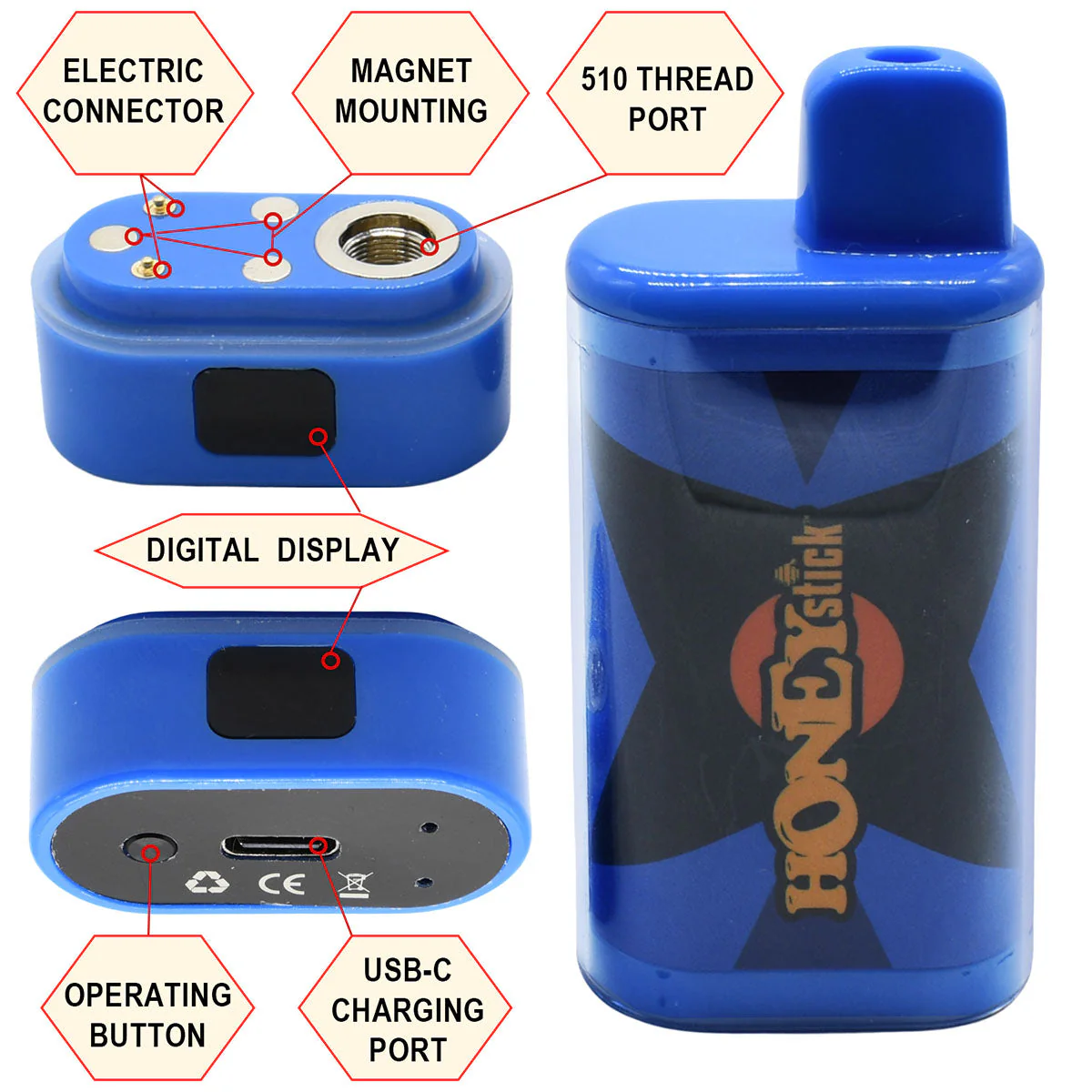 HoneyStick BOX Concealer 510 Thread Vape Cartridge Battery - Image 11