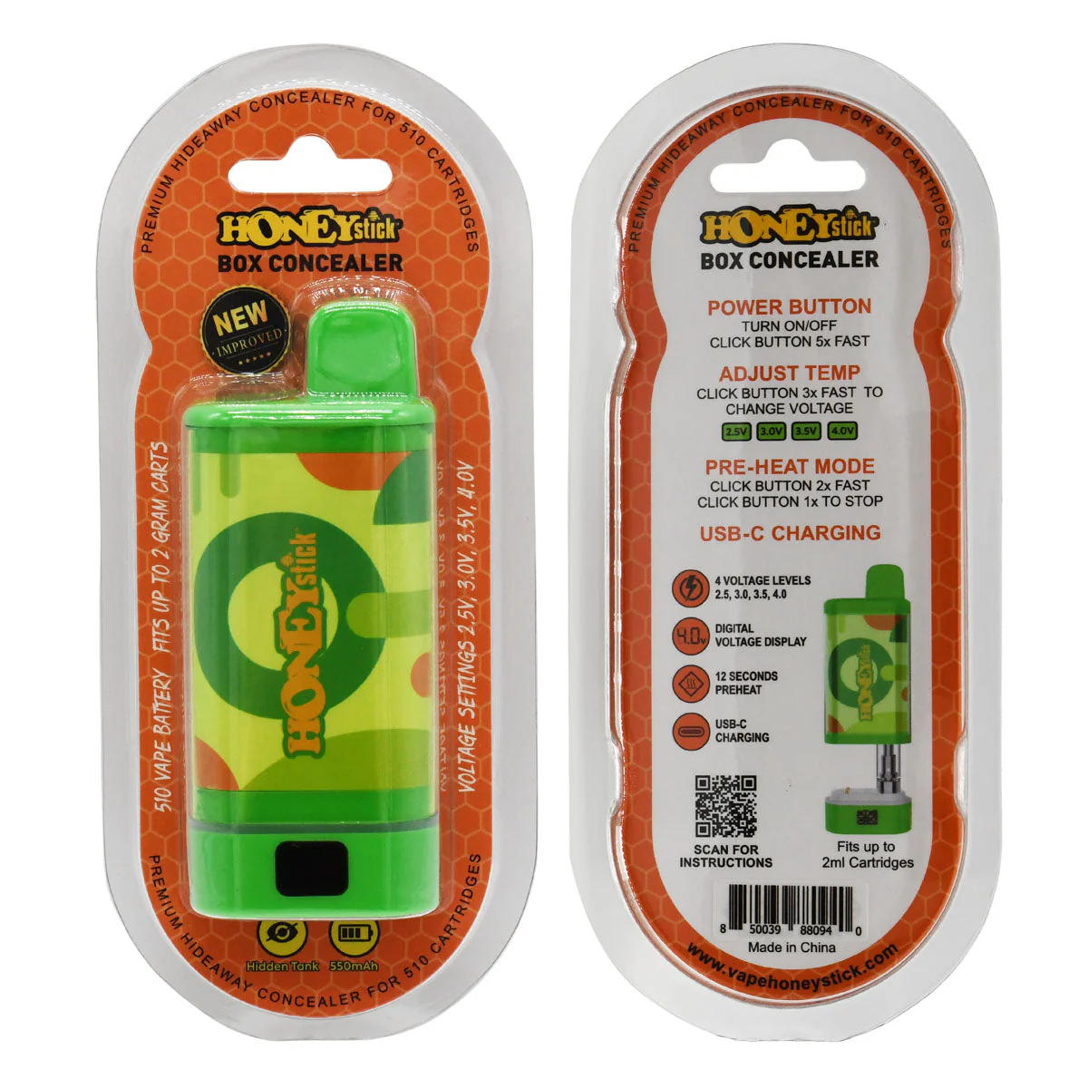 HoneyStick BOX Concealer 510 Thread Vape Cartridge Battery - Image 26