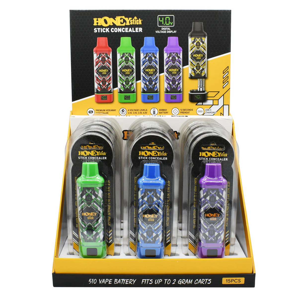 HoneyStick Stick Concealer 510 Thread Vape Cart Battery - Image 18