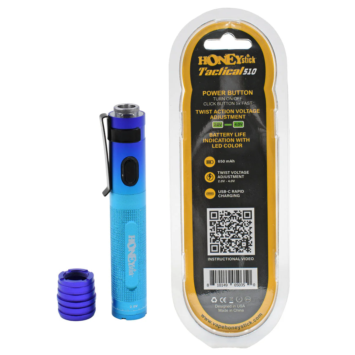 Honeystick Tactical 510 Thread Vape Cart Pen Battery - Image 15