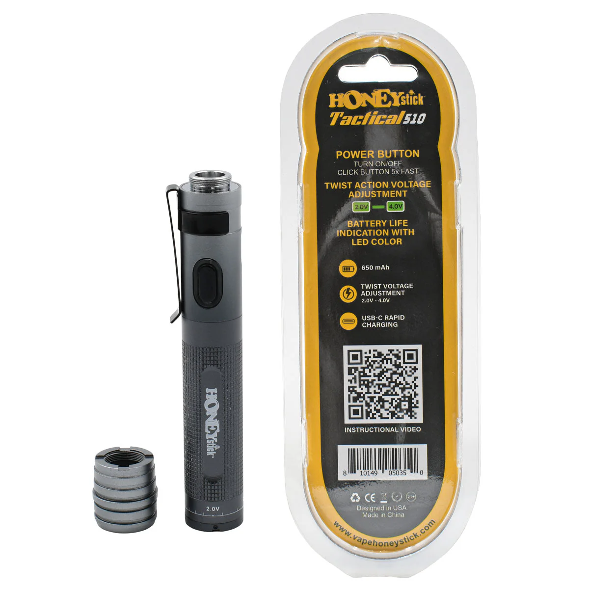 Honeystick Tactical 510 Thread Vape Cart Pen Battery - Image 17